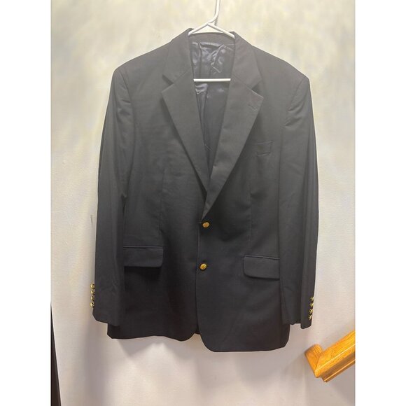 Brooks Brother Brookease Lora Piana Black Blazer With Gold Buttons 43 L - Picture 1 of 15